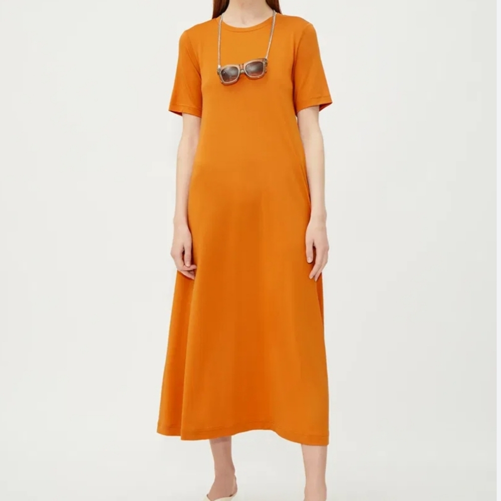 Weekday "Samira" Short Sleeve Crew Neck Tencel Blend Maxi Dress